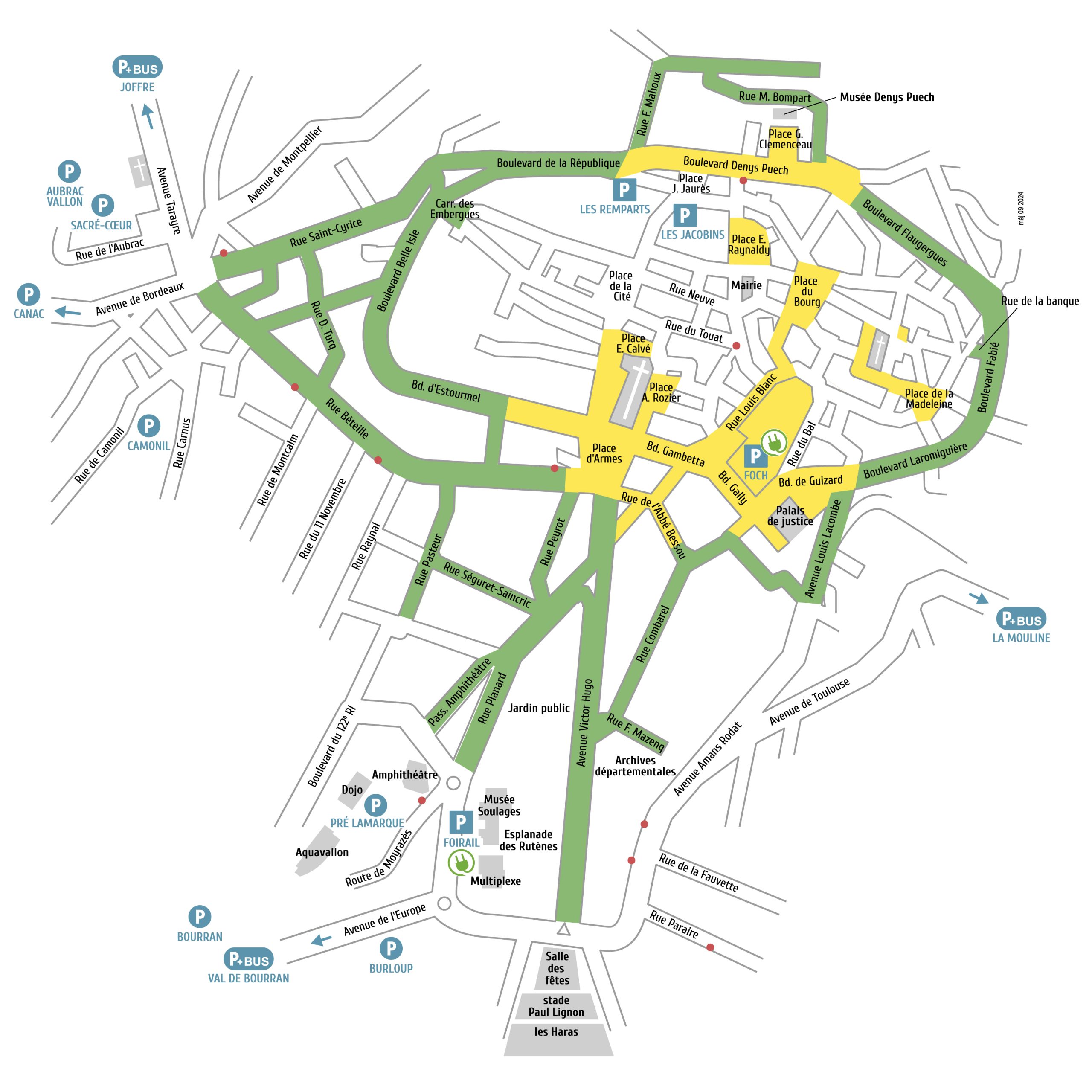 Rodez centre-ville, plan des zones de stationnement Rodez centre-ville, plan des zones de stationnement